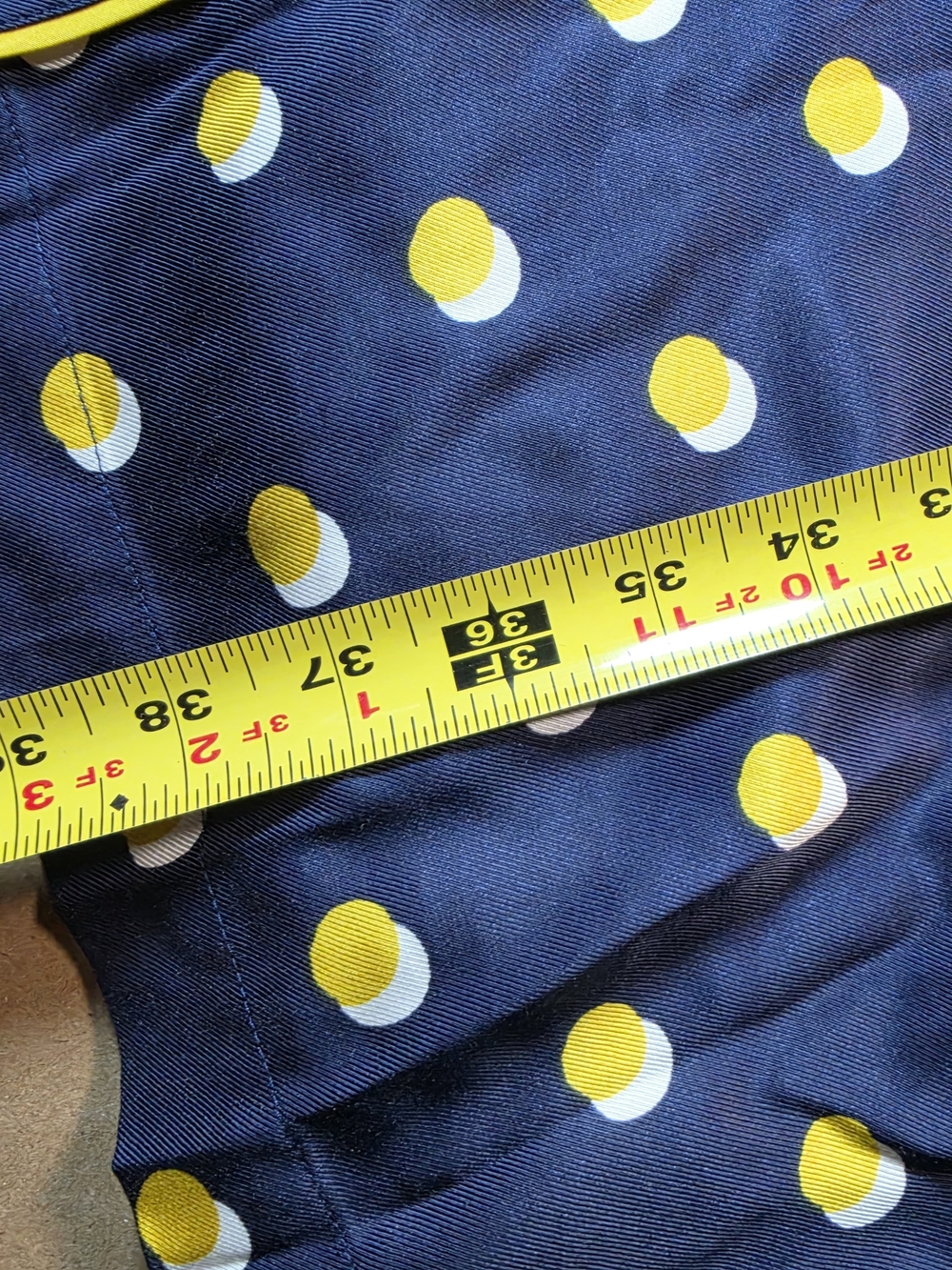 Boden Jenna Button Up Shirt Dress  US 8R Navy- Yellow Polka Dots Tie Midi Length - Picture 4 of 11